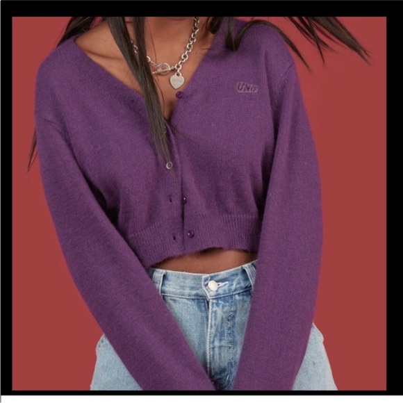 Unif Cropped Polyester Angora Blend Sweater